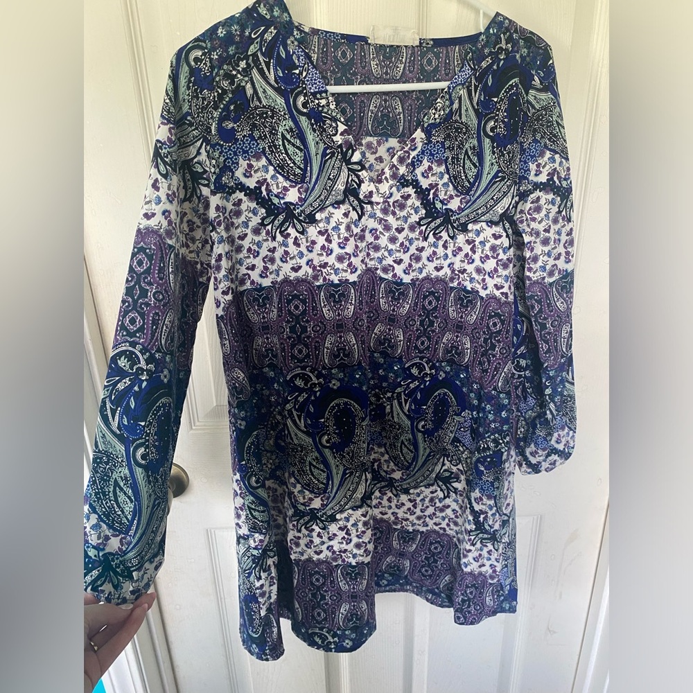Peach Love California Blue and Purple Tunic Dress